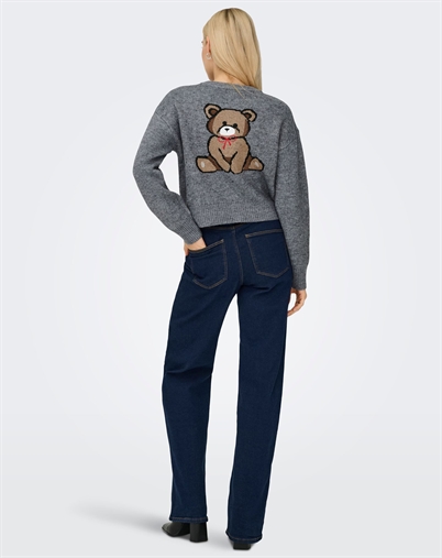 Only - ONLTeddy LS Cardigan Strik - Medium Grey Melange